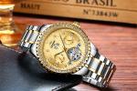 KINYUED Luxury Brand Watches Chronograph Men Sports Stainless Steel Waterproof