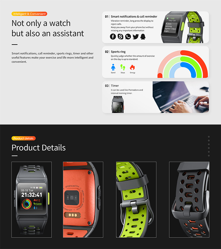 GPS Heart Rate Sensor Waterproof Smart Positioning Watches