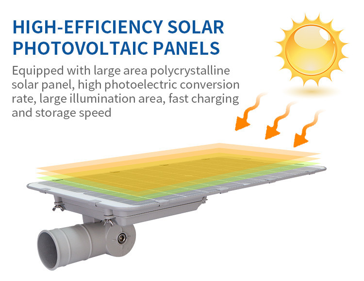 High Lumen All In One Solar LED Street Light IP65 100watt For Garden Parking Lot Area