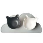 Sustainable Customized Ceramic Double Cat Bowl Multifunctional