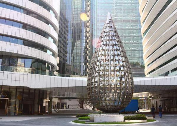 Polished Stainless Steel Building Large Outdoor Metal Sculptures Entrance
