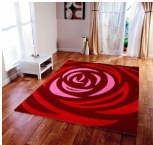 China Romantic Rose Design Handtufted Handmade Acrylic Carpet Red and Pink color area rug flower floring rug factory