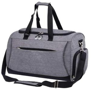 China Oxford Custom Sports Bags Big Capacity Classical Grey Gym For Man Woman factory