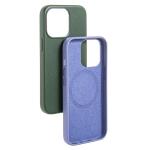 15 Pro Max Blue Real Leather Phone Case with Magnetic Metal Buttons and Card