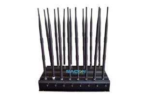 China Desktop Wifi Mobile Phone Signal Jammer 16 Bands With 38w Power , 238x60x395mm Size factory