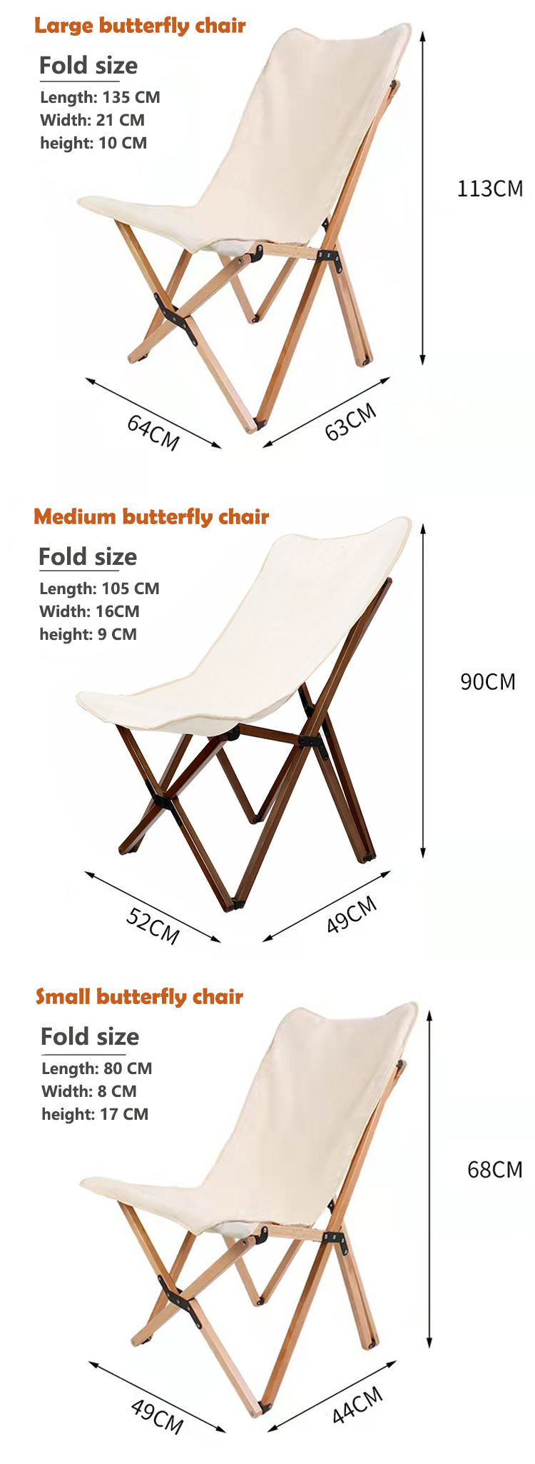Ultralight Beech Wood Frame Chair Portable Folding Butterfly Camping Chair for Adults