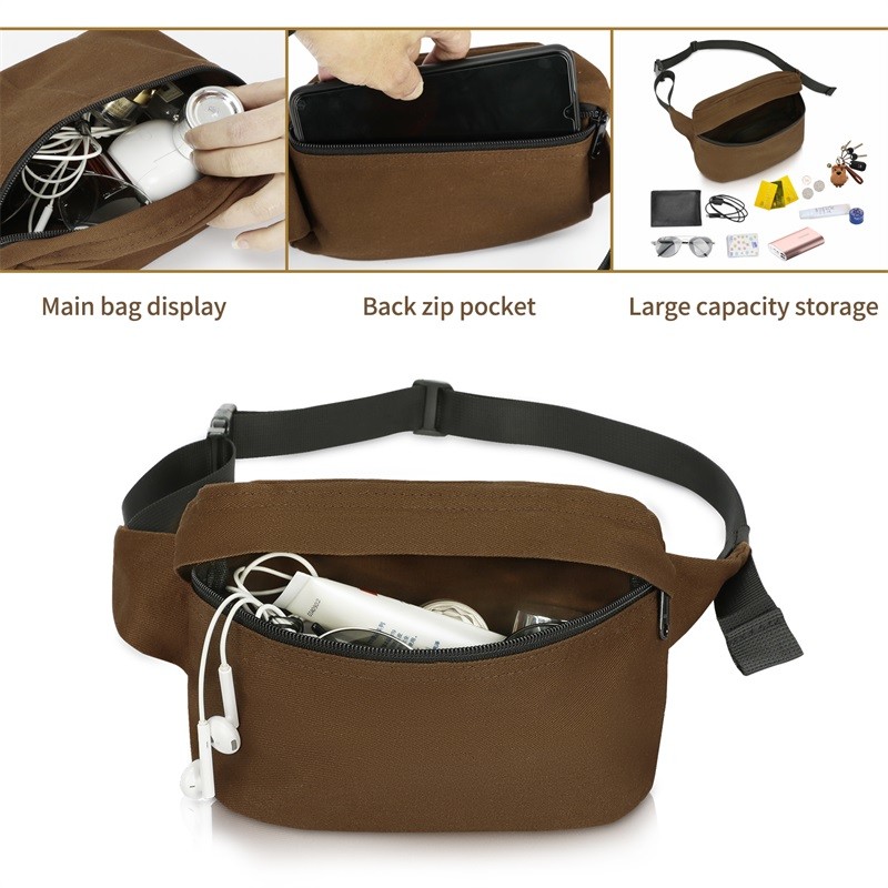 MTB Motorcycle Cross Body Waist Belt Bag For Women Sling Shoulder Hiking 8.5X2.5X4.5"