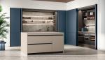 Blue UV Kitchen Cabinet Customized Modern UV Kitchen System L Shaped