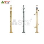 Golden Stainless Steel Guardrail Round Rectangle Railing Vertical Load