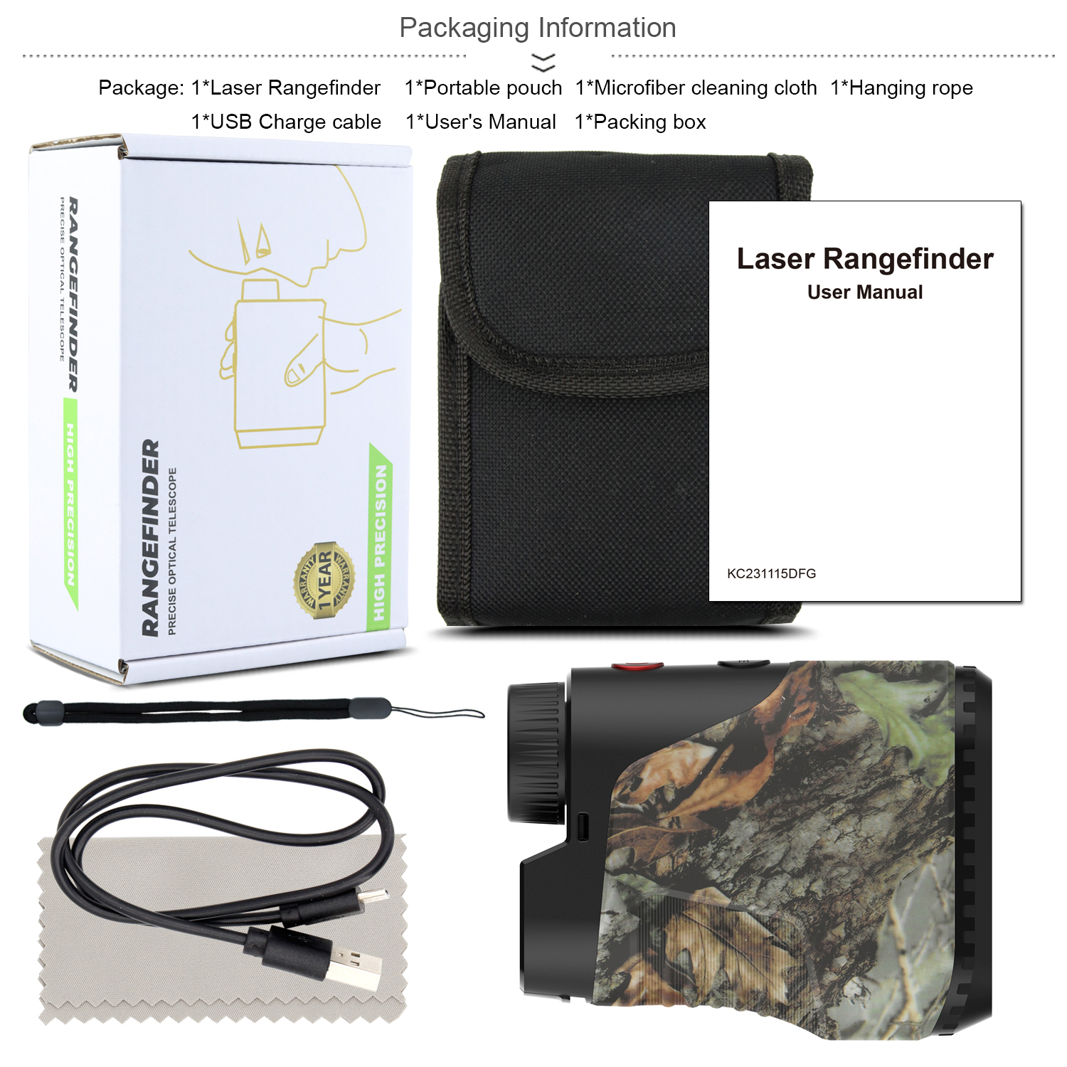 Laser distance meter 5~1000m Hunting Range Finder Telescope golf laser rangefinders with slope switch