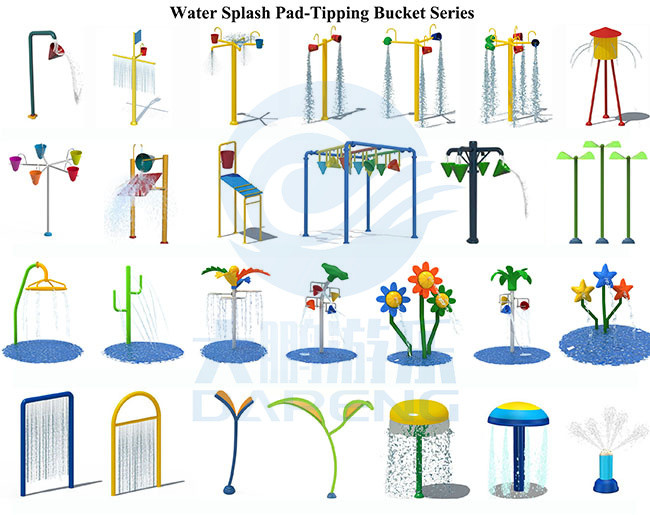 Customized Fiberglass Water Park Pouring Bucket And Galvanized Steel Water Curtain