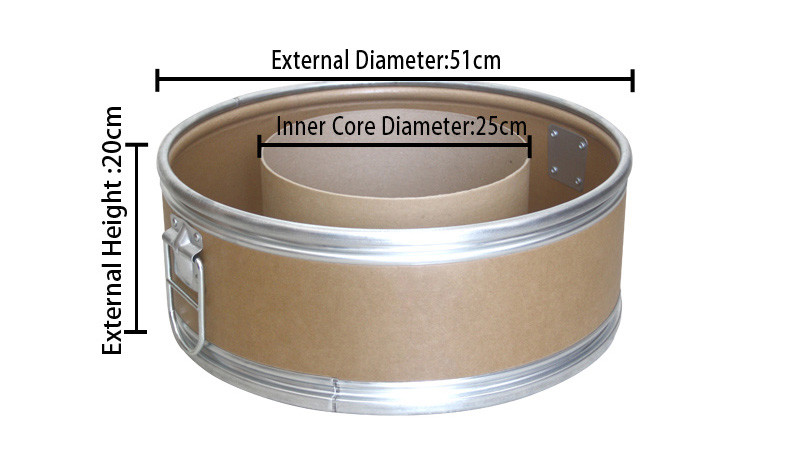 Bulk Metal Lid Kraft Paper Drum Cable Storage Drum 20cm With Handle