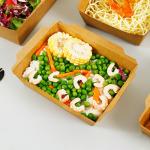 Recyclable Food Kraft Takeaway Boxes Bulk Take Out Containers Kraft Paper