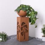 Outdoor Rust Metal Decorative Column Solar Light Box With Removable Plant Bowl