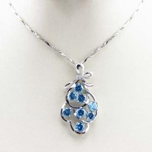 China 925 Silver Jewelry Grape Shape Blue Topaz Cubic Zircon Pendant Necklace (P44) factory