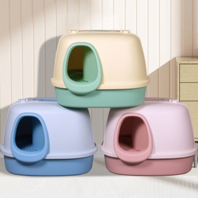 Big Mouth Monkey Corridor Cat Litter Box Blue Yellow Pink Kitty Litter Box