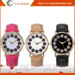 GV16 PU Leather Band Flower Plates Watch for Woman Women Quartz Watch Geneva