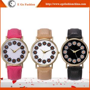 China GV16 PU Leather Band Flower Plates Watch for Woman Women Quartz Watch Geneva Unisex Watch factory