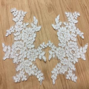 China Jacquard Cord Eyelash Lace Applique for Wedding Bridal Dress factory