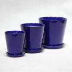 Indoor Lightweight Blue Ceramic Pots With Drainage