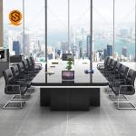 Meeting Room Black Conference Table With Artificial Stone Material