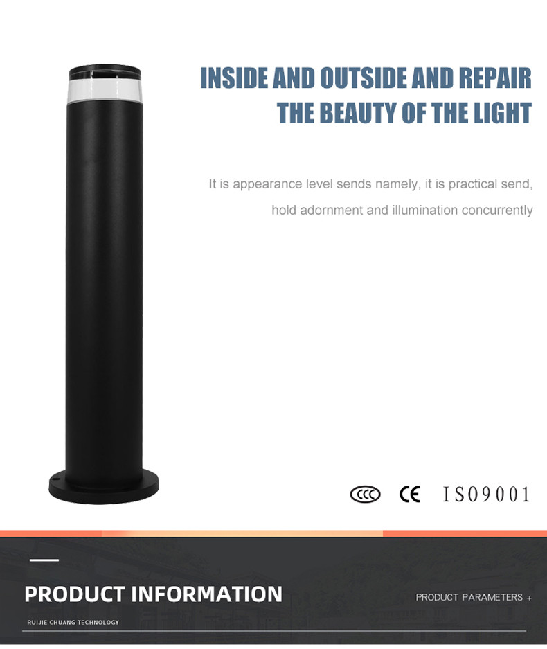 Night LED Lawn Lights Landscape park 100x100x600MM 7W 3000K Black