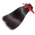 8 Inch 100 Peruvian Human Hair Weave Straight Bundles With Lace Frontal 1B