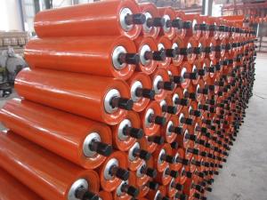China Rubber Dustproof 200mm Belt Conveyor Roller For Construction Works factory