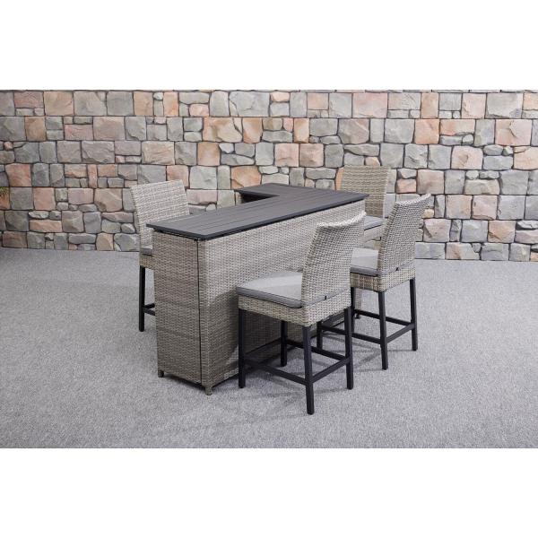 PE Wicker Rattan Outdoor High Bar Chair and Table Set for Modern Dining