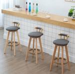 Solid Wood Frame Modern Nordic Bar Chair Stools with High Density Sponge and