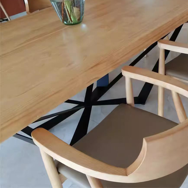 GeoSteel X Base Industrial Wood Dining Tables Modern Rectangle