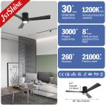 Low Profile 52inch Decorative Flush Mount Ceiling Fan With LED Light