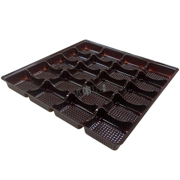 Custom 20 Cavity Plastic Chocolate Packaging Brown Chocolate Plastic Tray