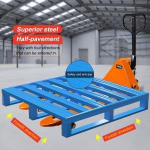 China Foldable Steel Pallet Flat Iron Pallet Tray Heavy Duty Racking Steel Pallet Metal Storage Pallets factory