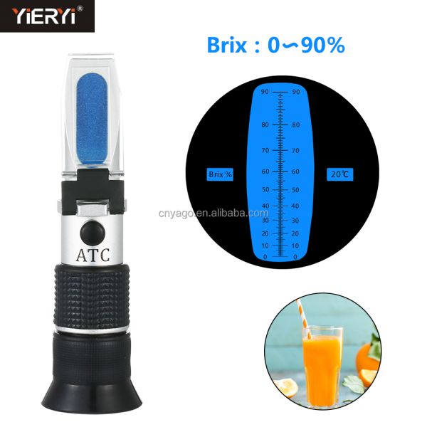 Handheld Wide-range 0-90% Brix Refractometer for Sugar Content Measurement in Food and Beverages