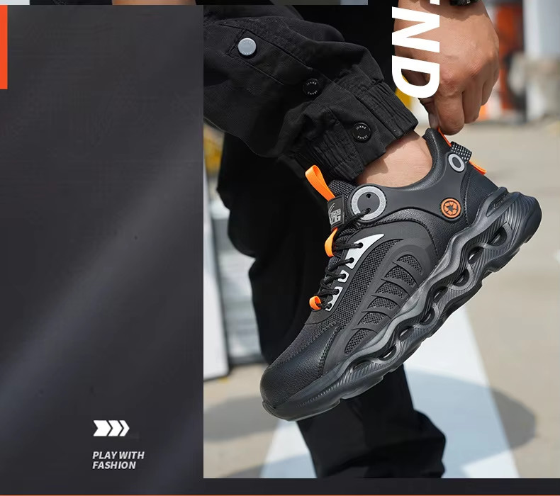 TPU Flying Knit Work Shoes With EVA Sole For Industrial Safety Kevlar Mid Sole Steel Toe Anti-stab And Anti-smash