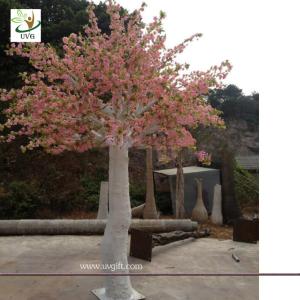 China UVG pink cherry blossom artifical trees with silk flowers for wedding backdrop decoration factory