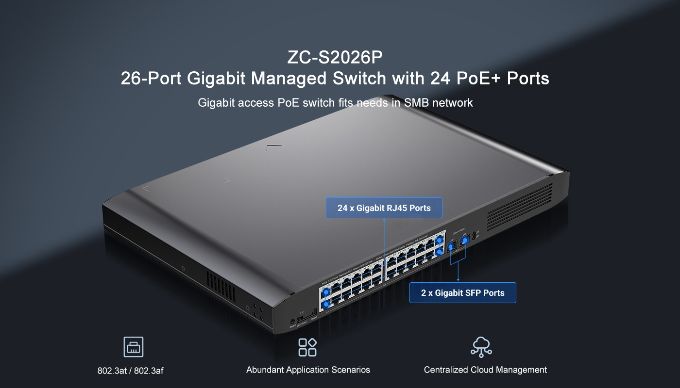 26 Port PoE Ethernet Switch 36 Gbps Switching Capacity Gigabit Managed Switch