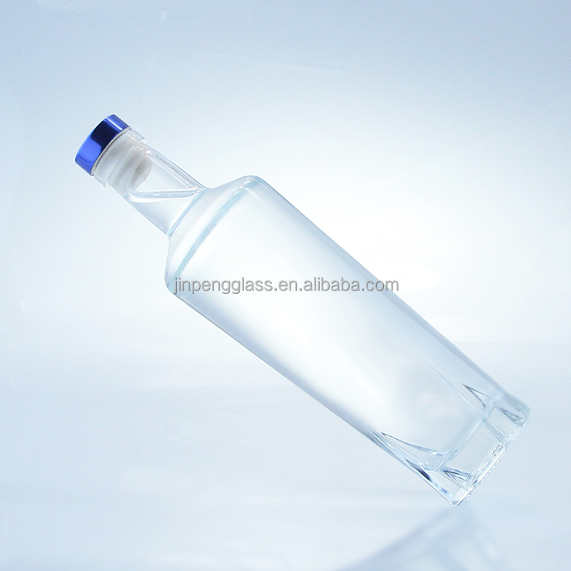 Glass Collar Glass Bottle For Alcoholic Beverages 750 ml with Cork Sealing Flint Empty