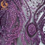 Bridal Gown French Beaded Handmade Lace Fabric Polyester Customized