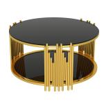 90CM Wide Circle Metal Coffee Table Living Room With Tempering Glass Table Top