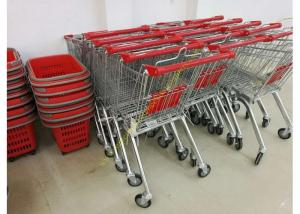 China OEM Euro Style Metal Supermarket Four Wheels Shopping Trolley For Store factory