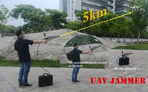 China Backpack Military Drone Jammer Single Person Operated 5km Distance factory