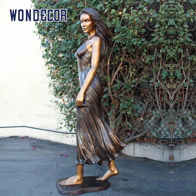 Customized garden decoration, life-size elegant and beautiful female bronze statue