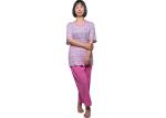 Fashion Ladies Pink Print Stripped Pajamas Nightwear Sets Short Sleeve Anti -