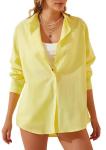 Custom Women′s Long-Sleeved Shirt Solid Color Button up Shirt Loose Casual