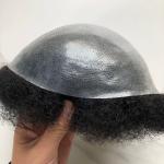 4mm 8x10 Afro Kinky Toupee Indian Human Hair pieces Man Hair Wig Poly Skin