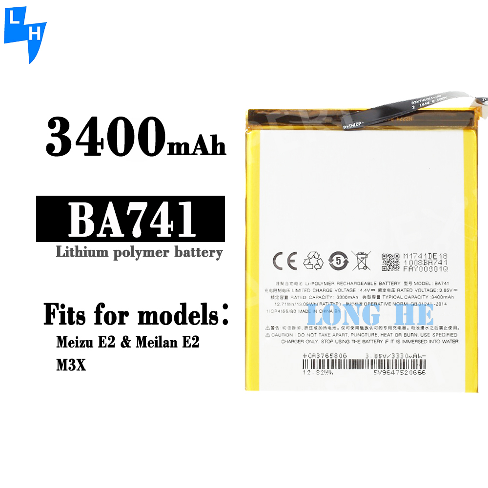 100% Compatible BA741 Polymer Lithium Battery for Meizu E2 3400mAh 3.85V Mobile Phone