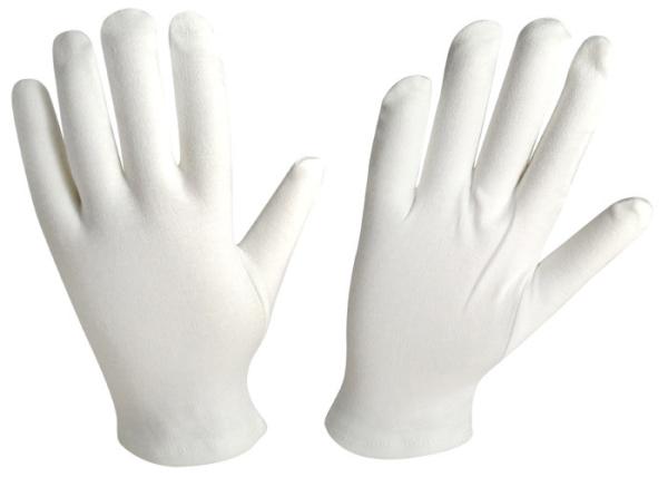 100% Cotton Medical Gloves Self Hemmed Cuff white colour thick fabric prompt