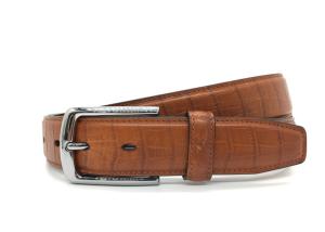 China Handmade Brown 3.5cm Mens Leather Dress Belt factory